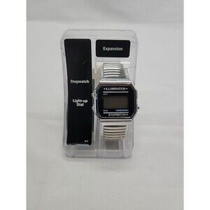 Illumination Wrist Watch Stopwatch Quartz New In Package Needs Battery Vintage